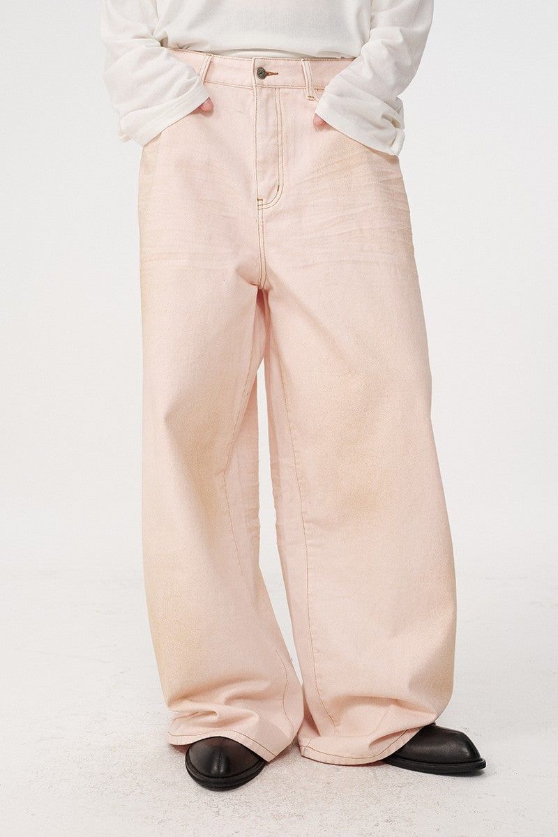 Baggy Pink Washed Jeans