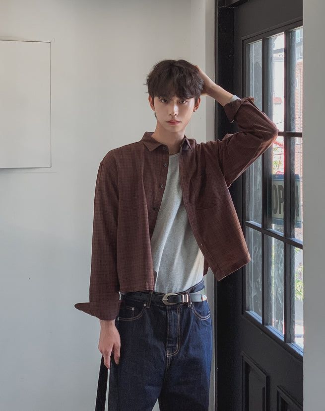 Roozen Check Pocket Long Sleeve Shirt