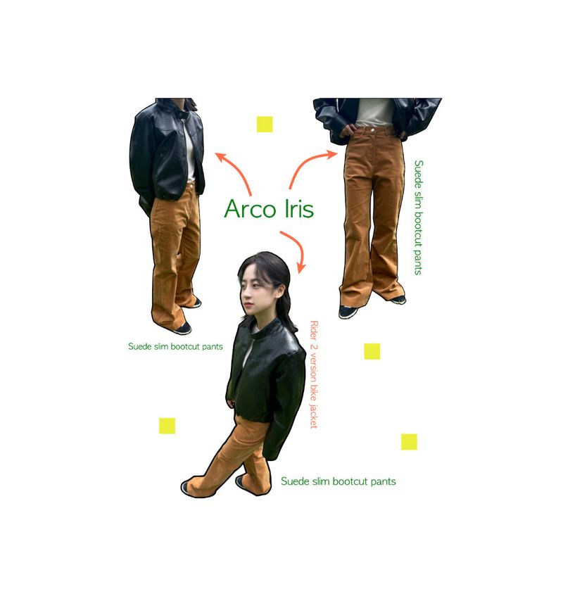 Suede slim bootcut pants