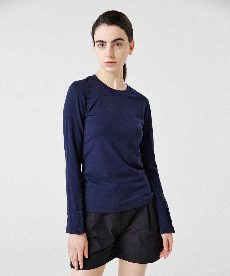 WEREVE(ウィレブ)の「modal button long sleeve top_navy(Tops)」