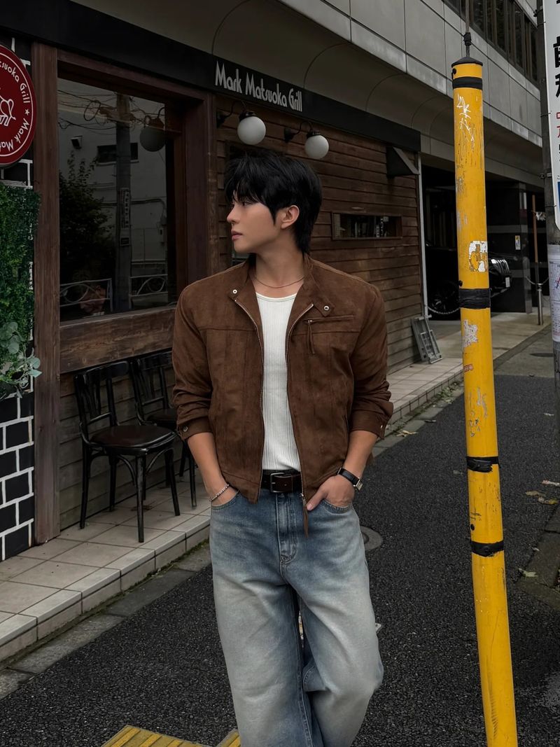 Dip biker suede crop jacket