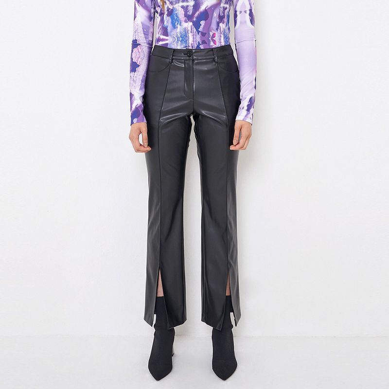 KIMZISU（キムジス）の「Faux-Leather Slit Trousers _ Black（Pants）」