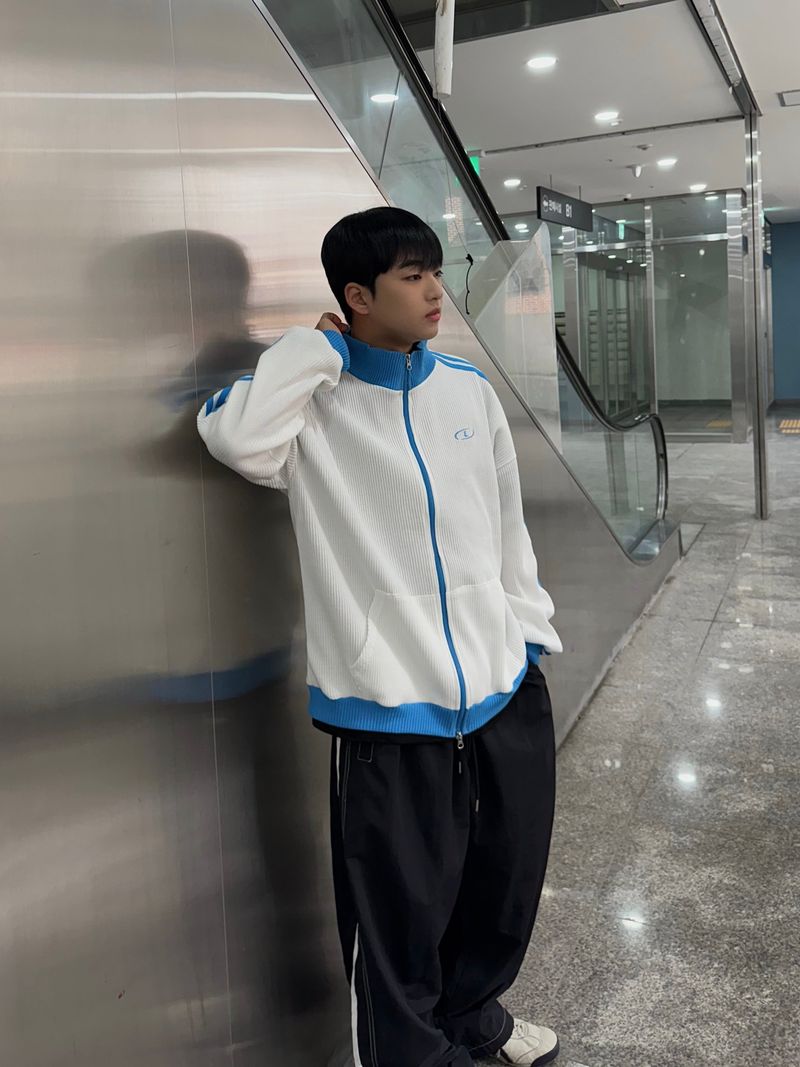 waffle track zip-up