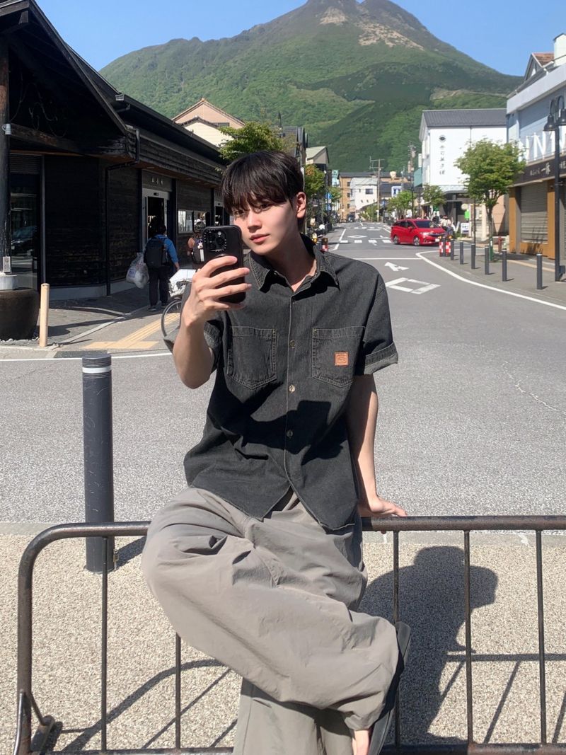 Chiba Patch Denim Short-Sleeve Shirt