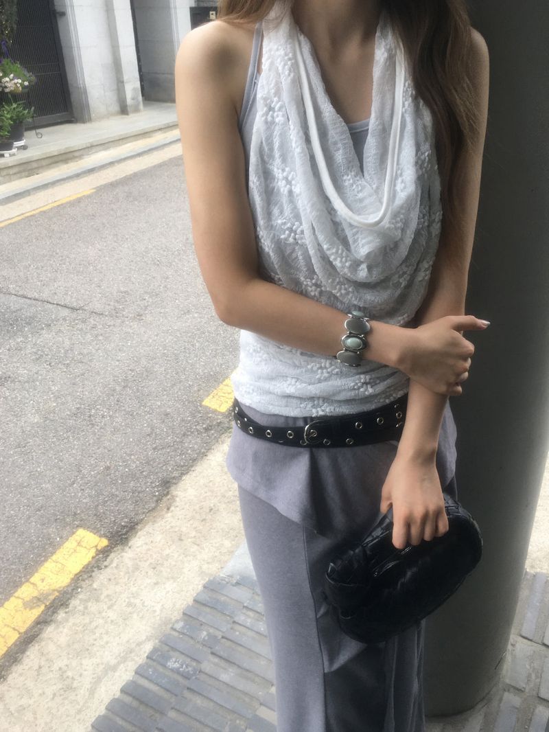 Double wrap eyelet slim belt