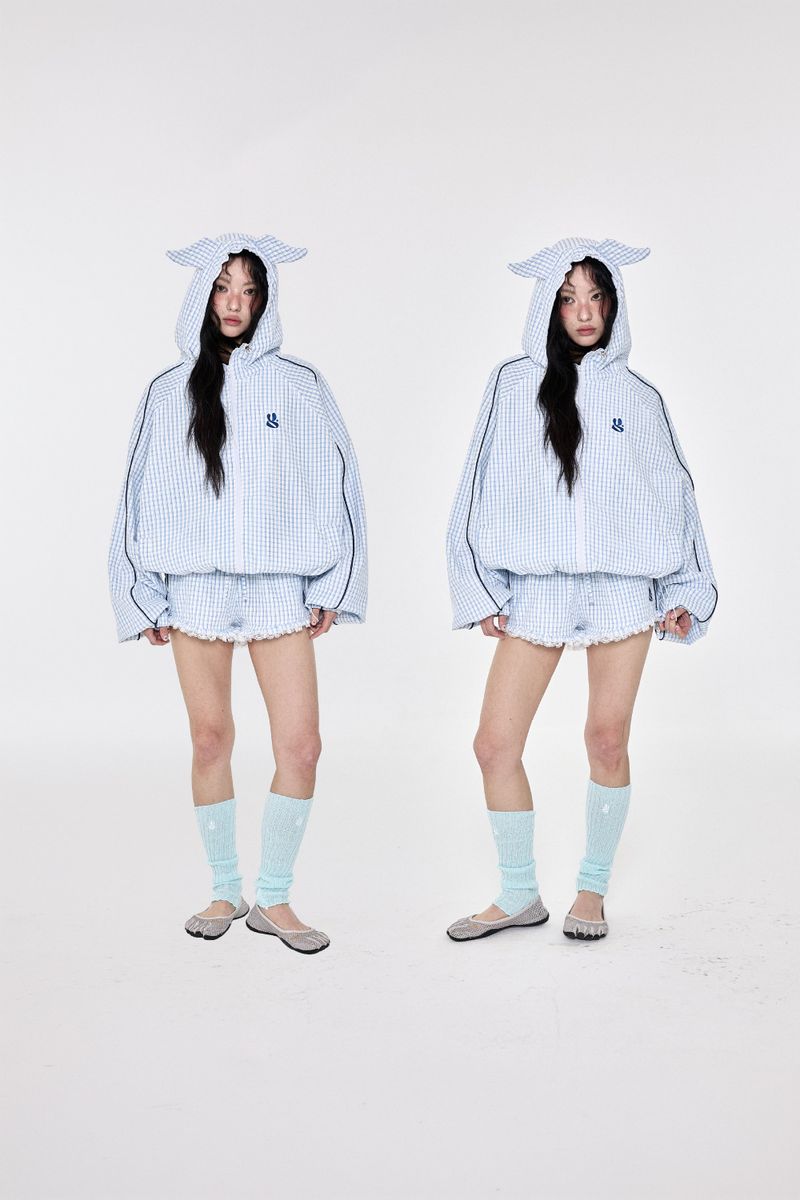 チェックショーツ Skyblue