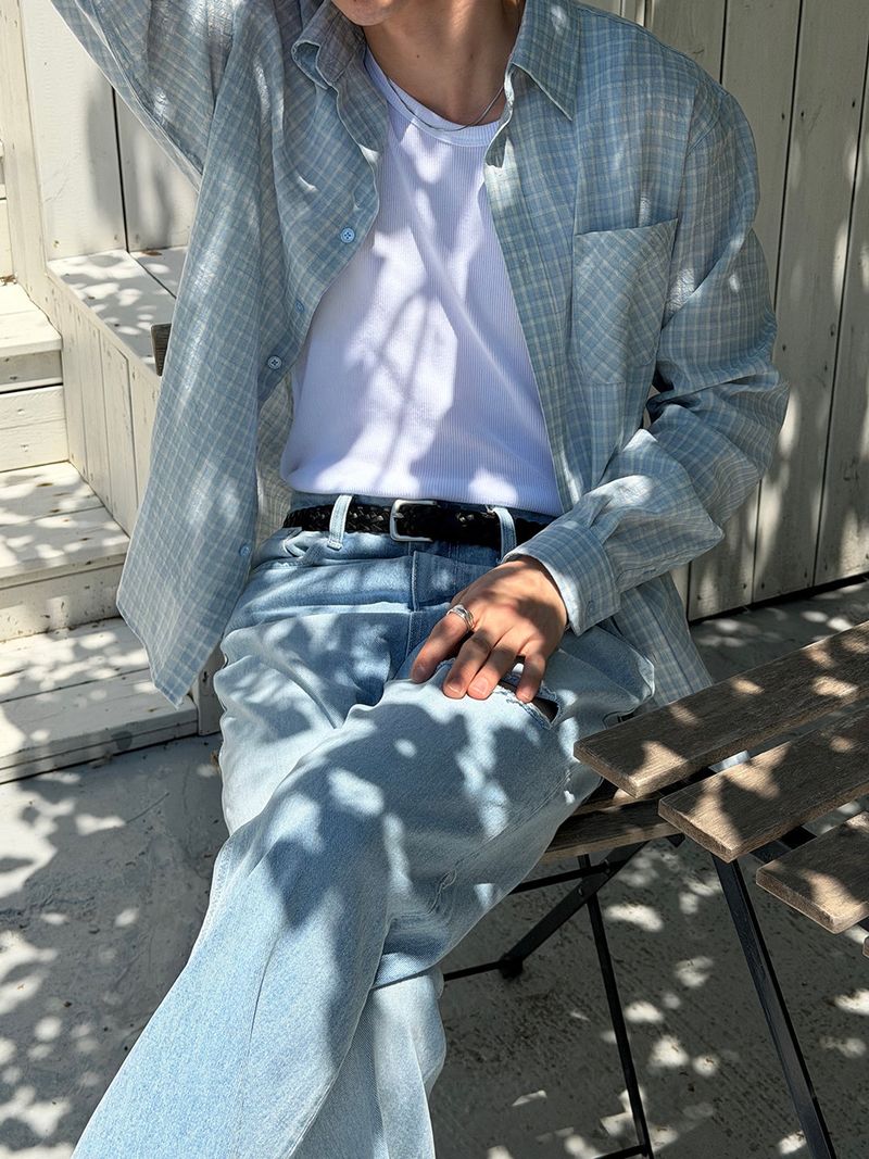 Easy check overfit shirts(2color)