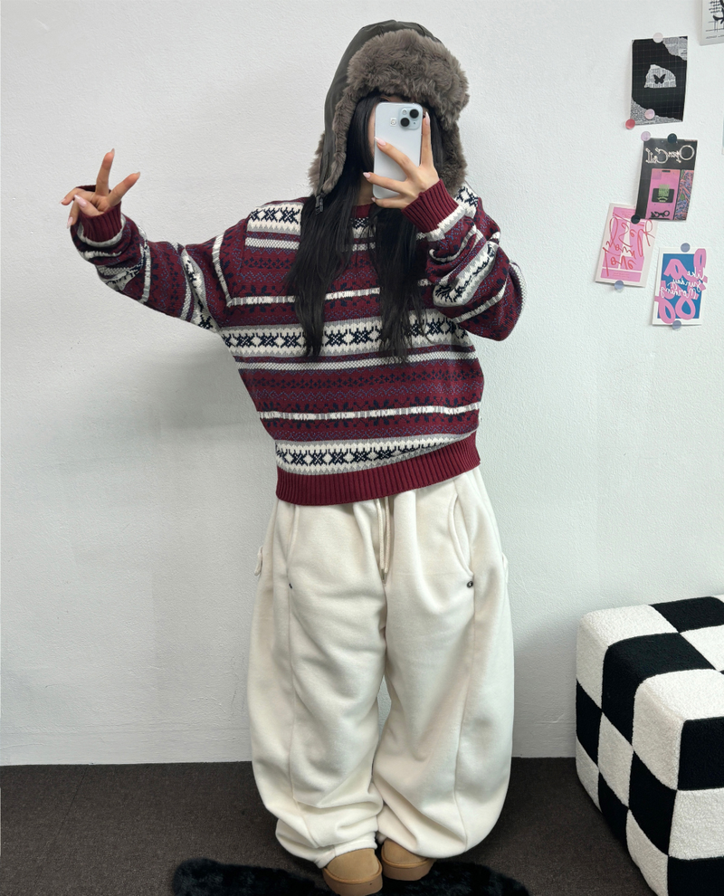 BOTH-SIDES FLEECE SNAP LONG PANTS 🧸🩵🤍6COLOR