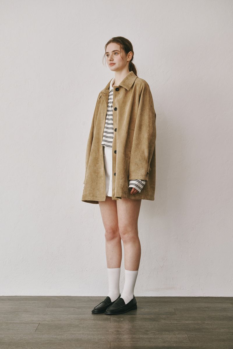 Suede half coat (Beige)