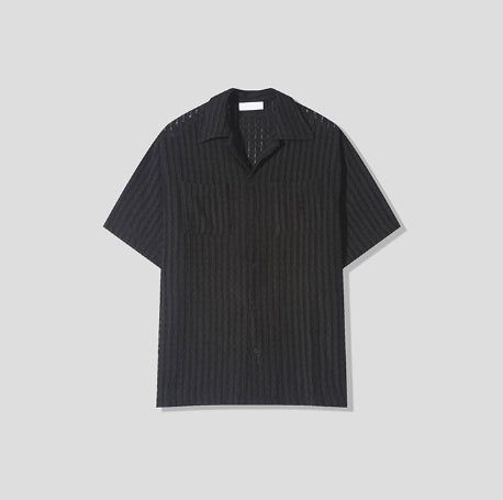 Wavy Open Collar Half Shirt