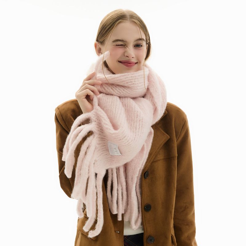 Basic Knit Big muffler_ Pink