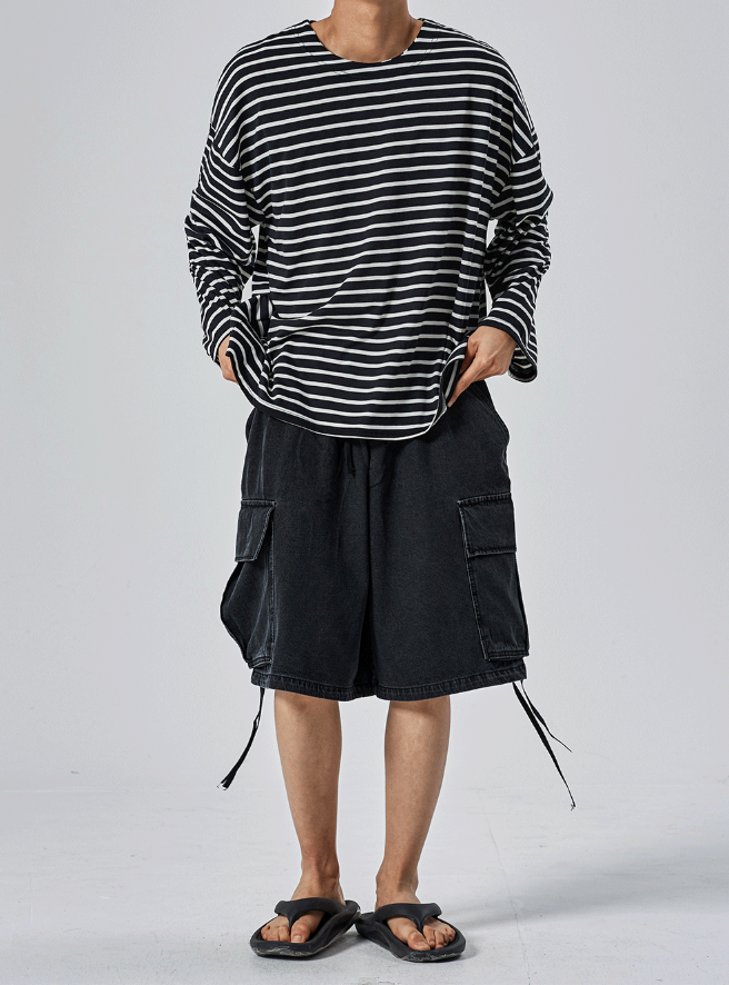 COSYHARU(コシハル)の「Shallow Stripe Oversized Long Sleeve Tee(Tops)」