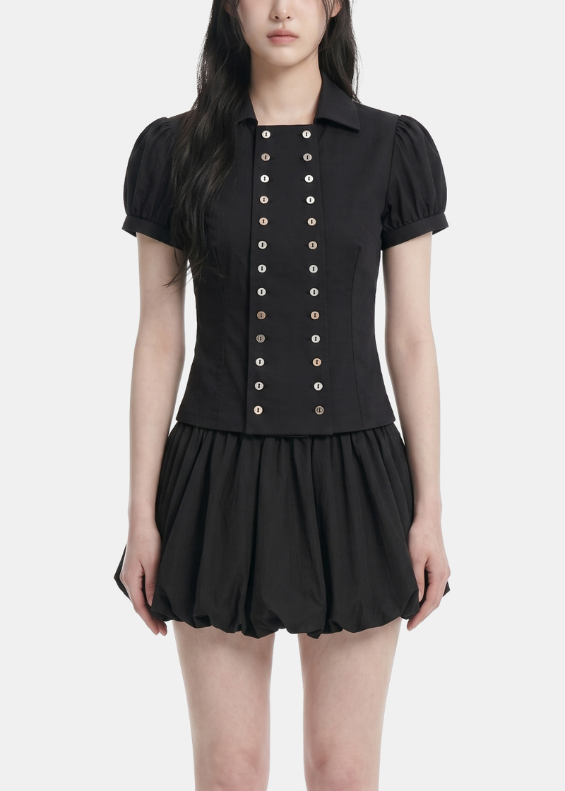 Neris Button Blouse Skirt Set