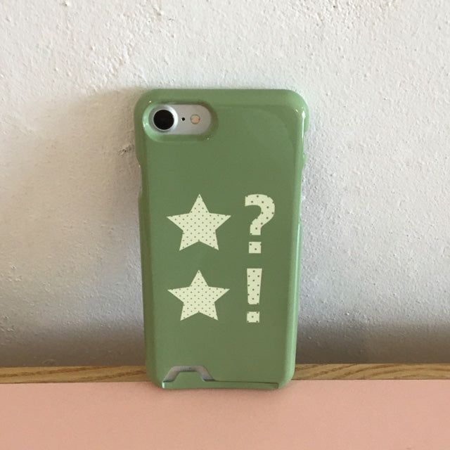 Dot star Lime Lemon Card wallet Glossy Hard case