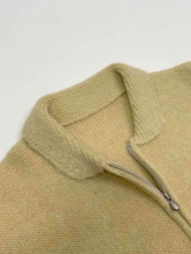 Reverse Two-Way Crop Knit Zip-Up