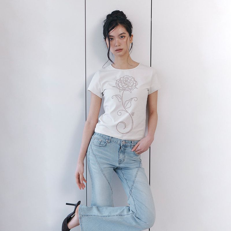 C ROSE HOTFIX SLIM T-SHIRT_BEIGE