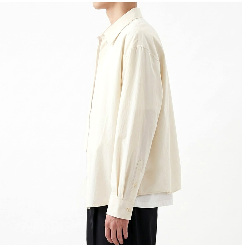Overfit Stretch Crop Shirt Ivory