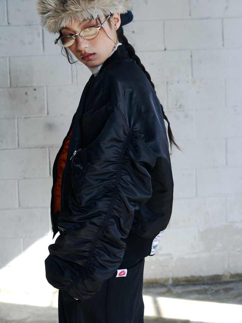 VOLUME SHIRRING MA-1 / BLACK
