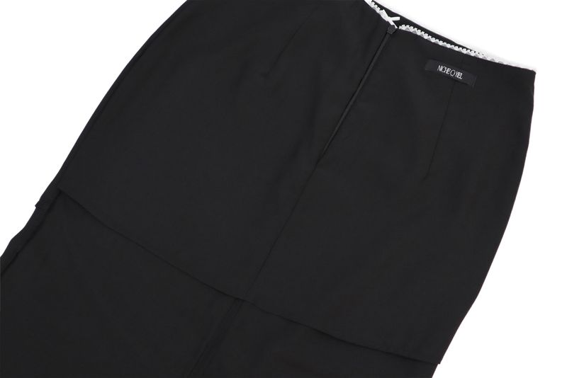  Lisha wrap long skirt (black)