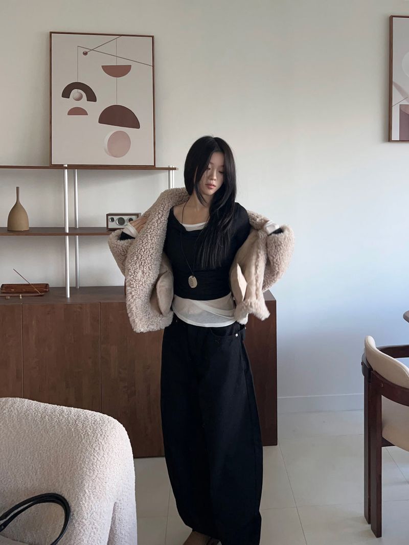 Teddy Hug Fuzzy High Neck Fur Jacket
