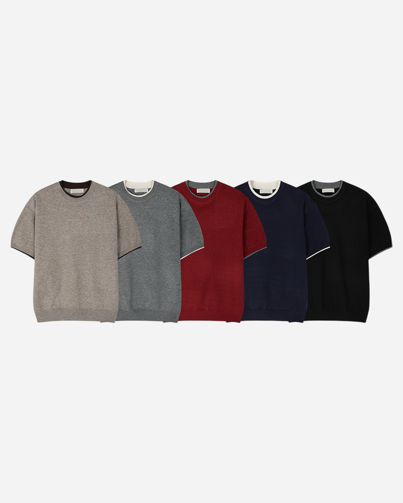 Welt Crop Short Sleeve Knit