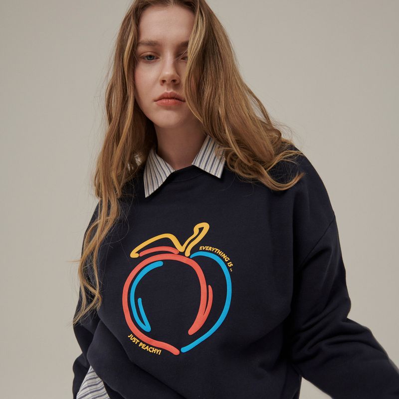Between A and B(ビットウィーンエーアンドビー)の「PEACH EMBOSSED PRINT SWEATSHIRT_NAVY(Tops)」