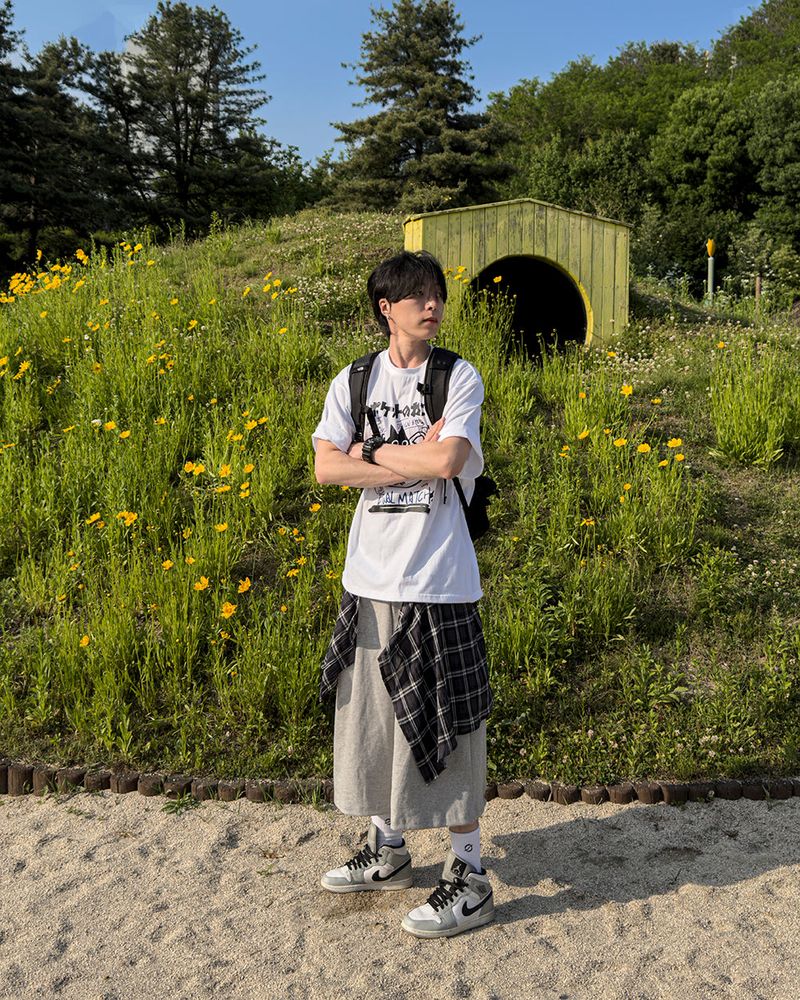 Lever Check Layered Bermuda Pants