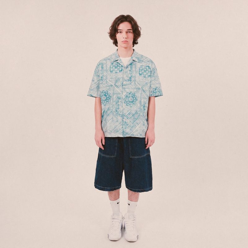smoke paisley open collar shirt_blue