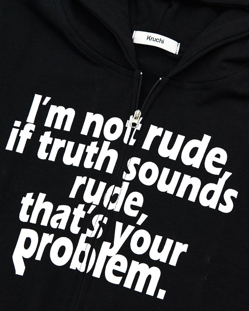 RUDE hood zip up (BLACK) WOMENS