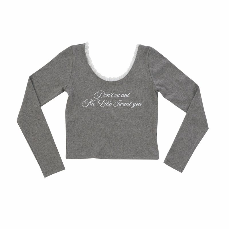 lace letter tee (gray)