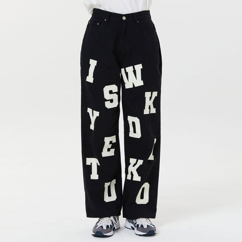 Logo printing wide pants