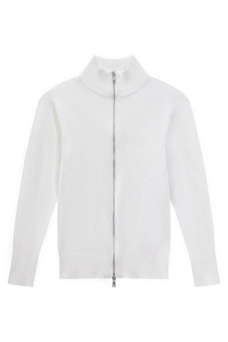 Fitted Ribbed Knit Zip Cardigan