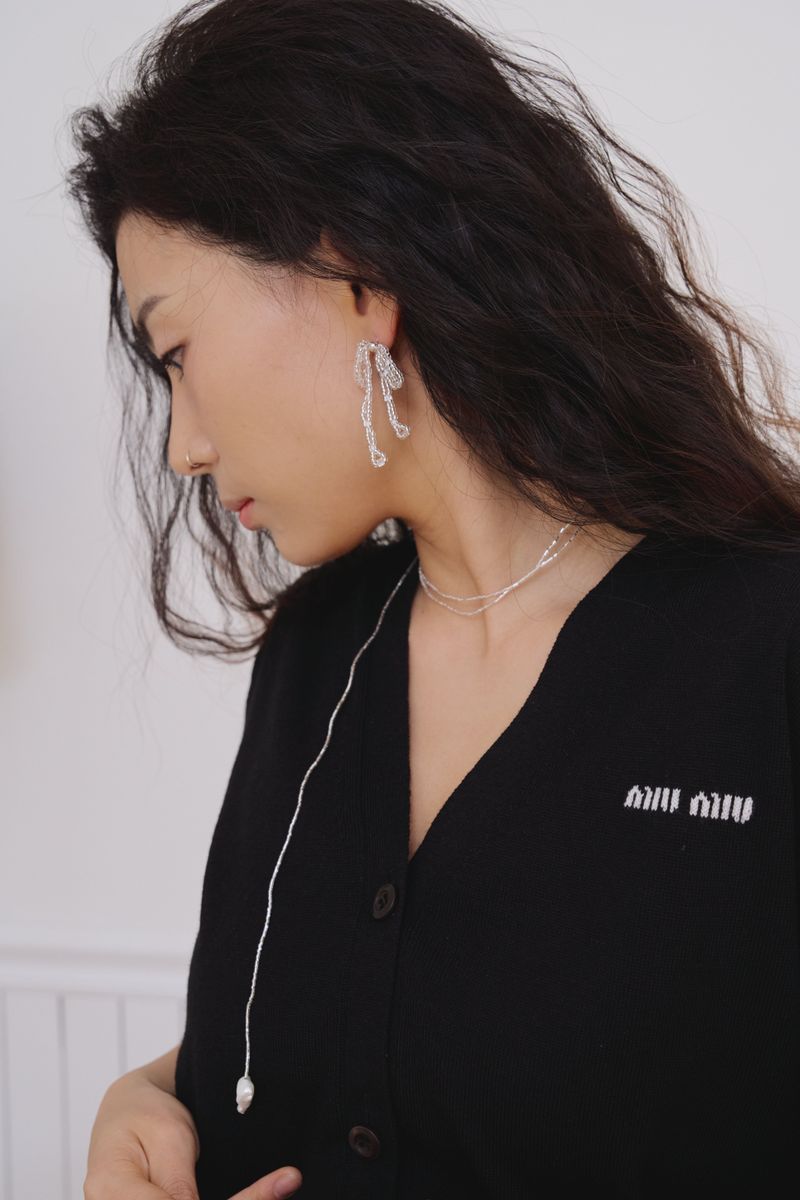 silver925 ribbon earrings