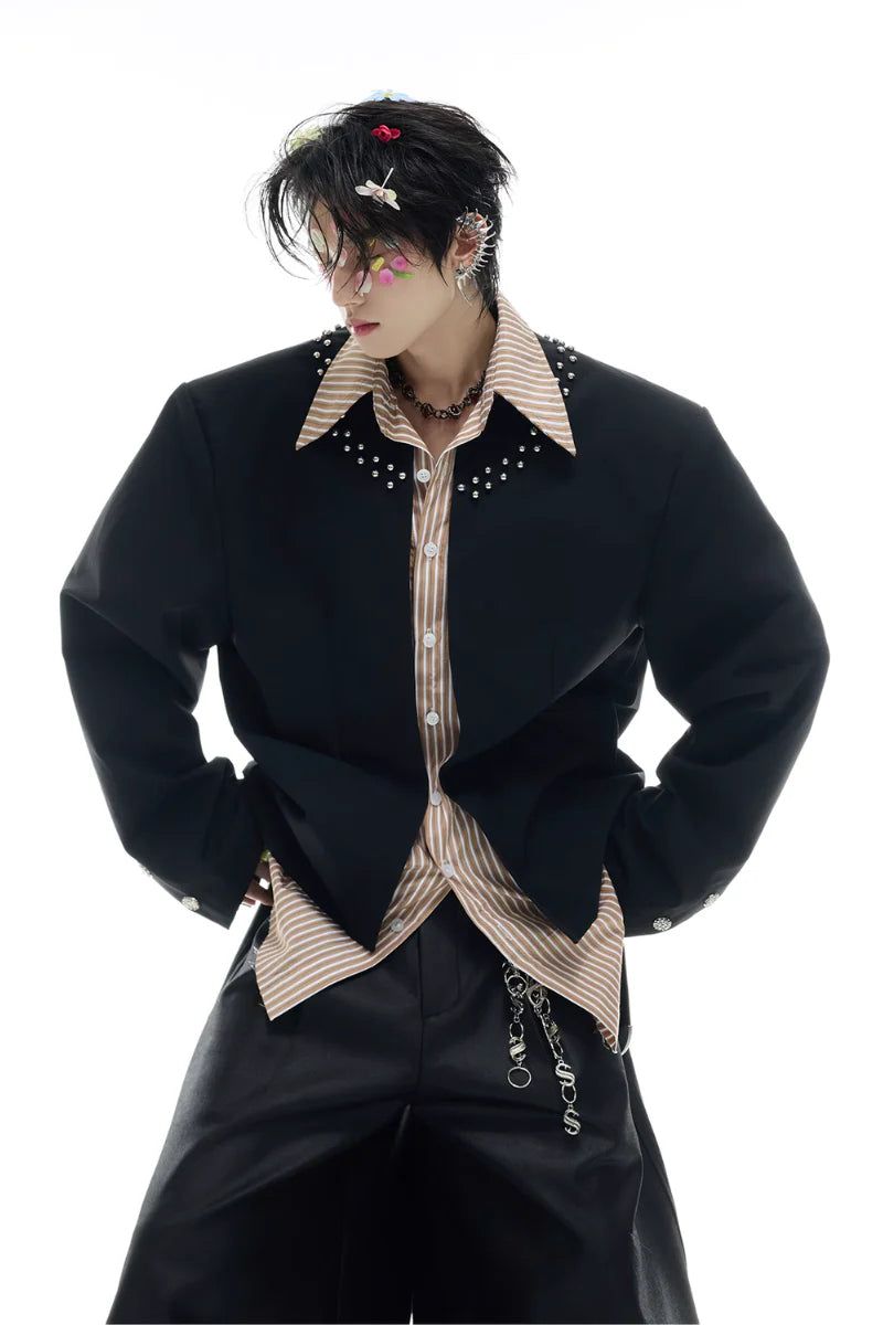 Argue Cultureの「Striped Layered Studded Shirt Jacket（Jackets/Outerwear）」