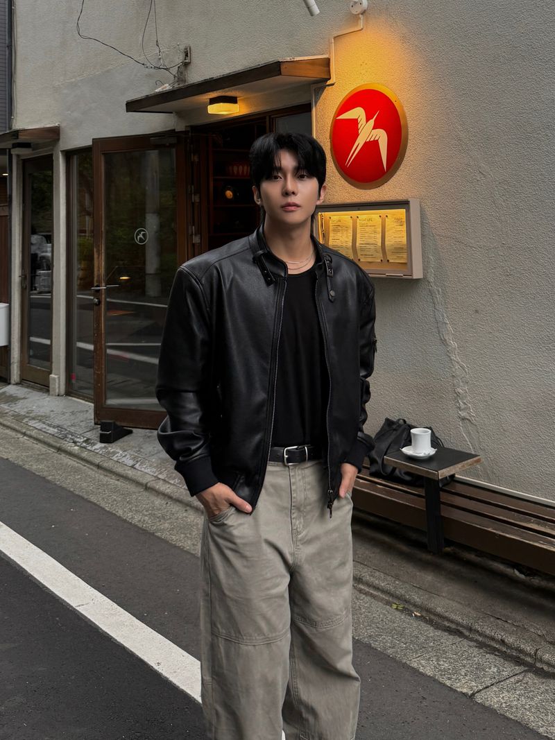 Belt leather ma-1 jacket