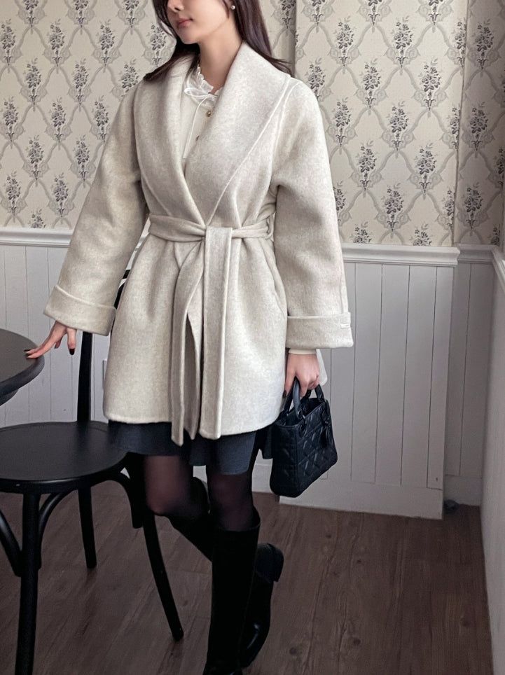 Scott Shawl Collar Wool Handmade Half Coat