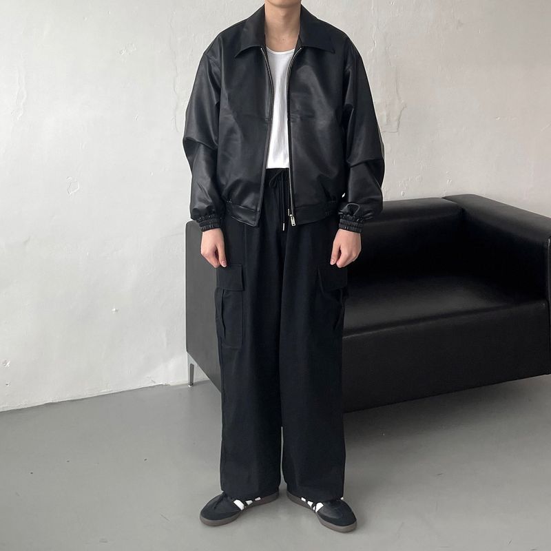 UI leather cropped jacket