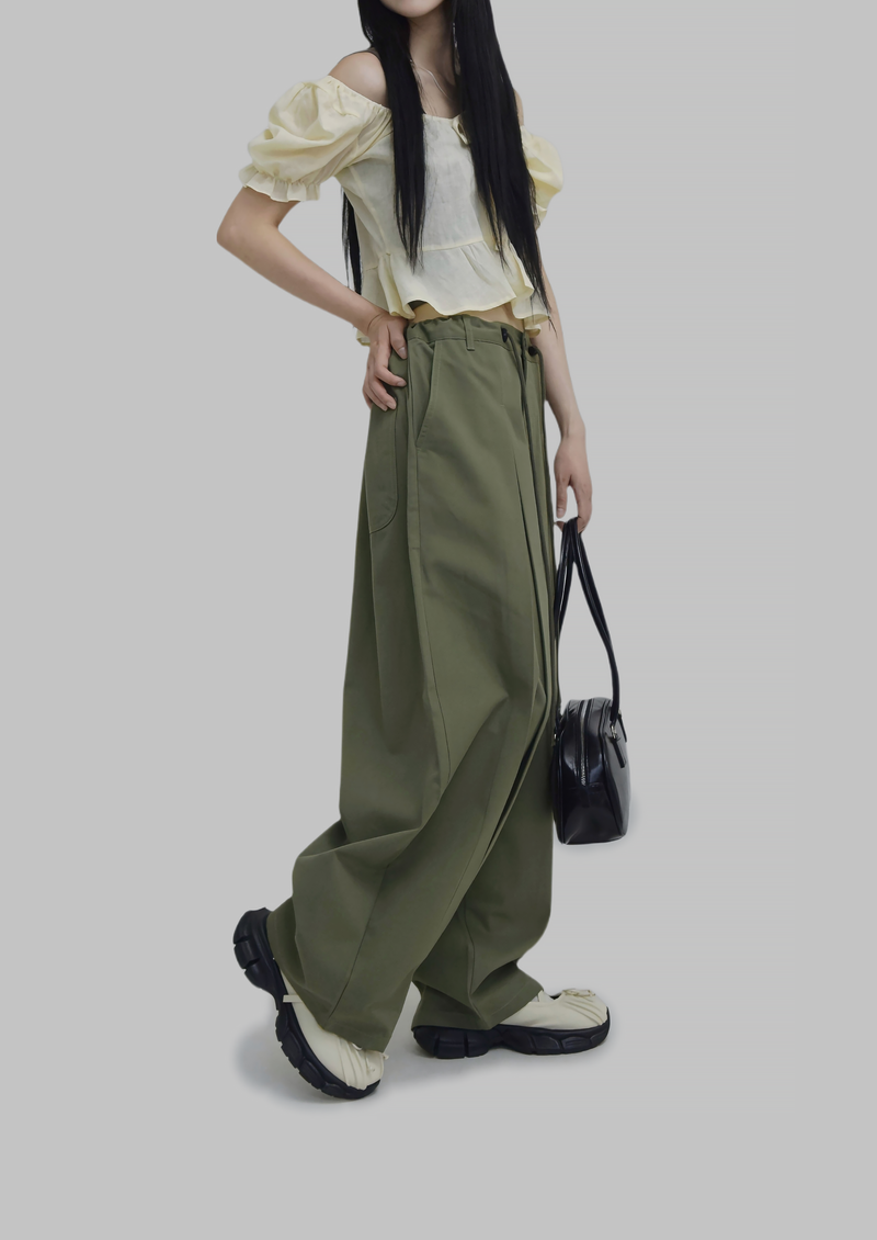 (UNISEX)Paneled Oversized Cargo Pants