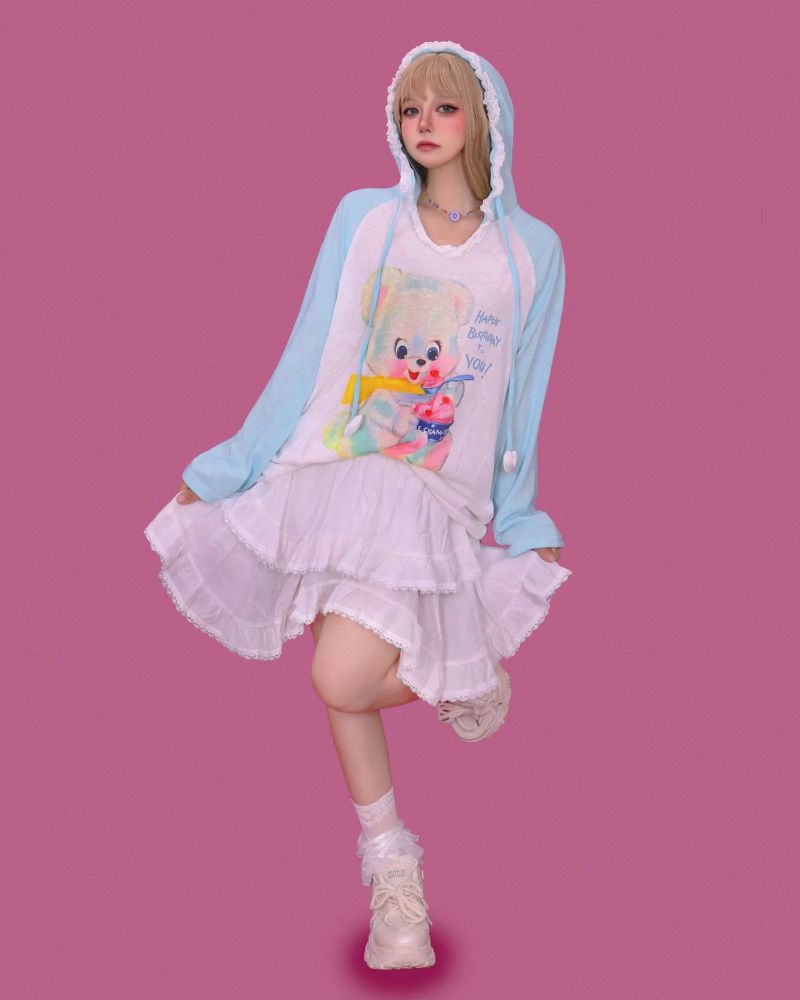 heart pang-♡ bear lace hood
