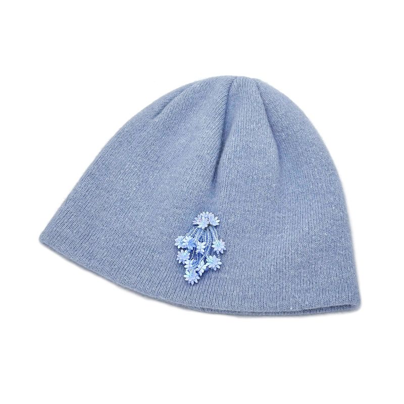Drop Bead Angora Short Beanie [Blue]