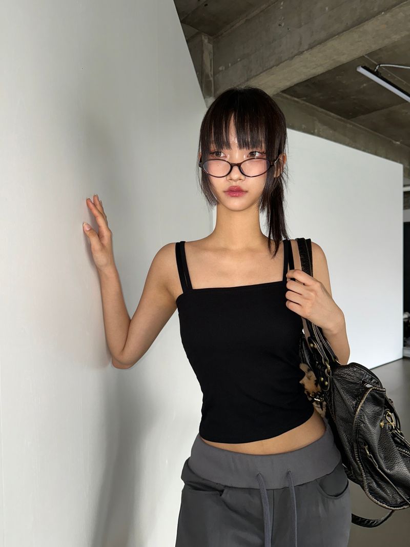 スキャニー スクエア レイヤード ベーシック キャミトップ 4カラー