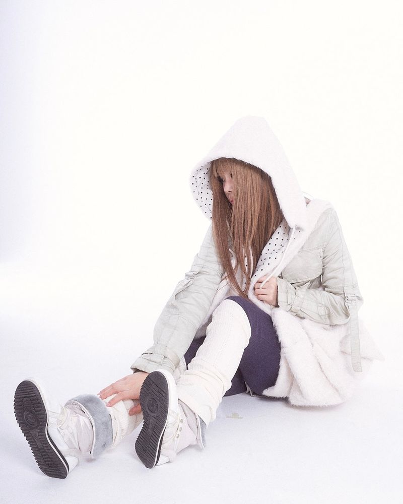 Fluffy hood muffler (ivory)