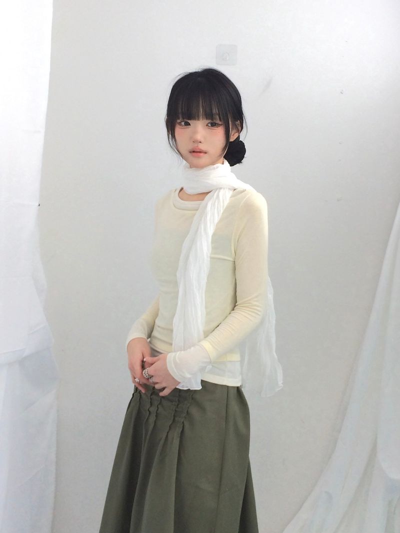トーンオントーンレイヤードロングスリーブ