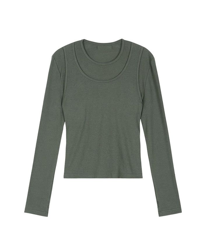 Double Layered Strap Top (KHAKI)