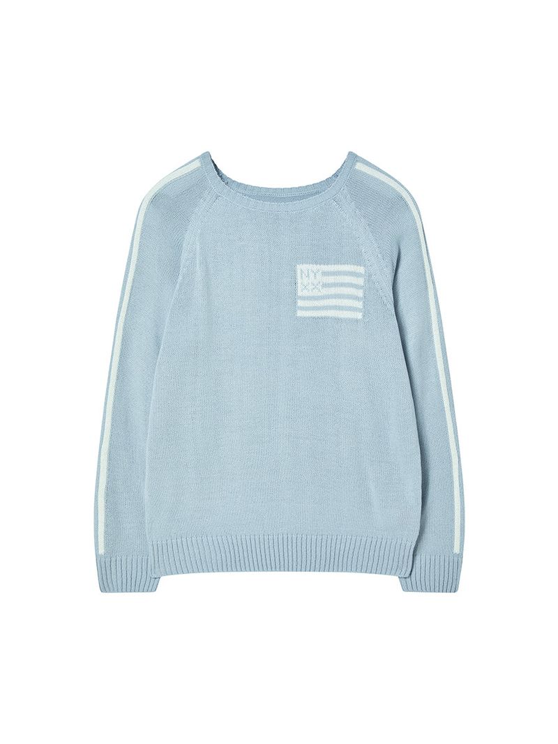 FLAG BOATNECK KNIT LIGHT BLUE
