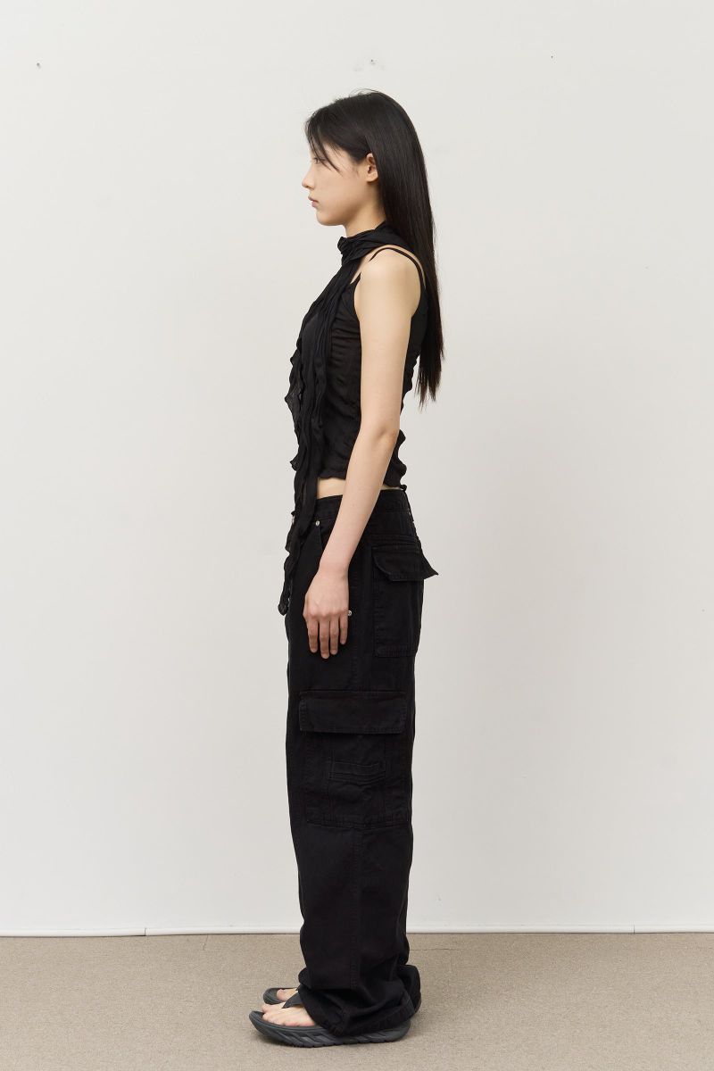 (W) Dun Wrinkled Scarf Top