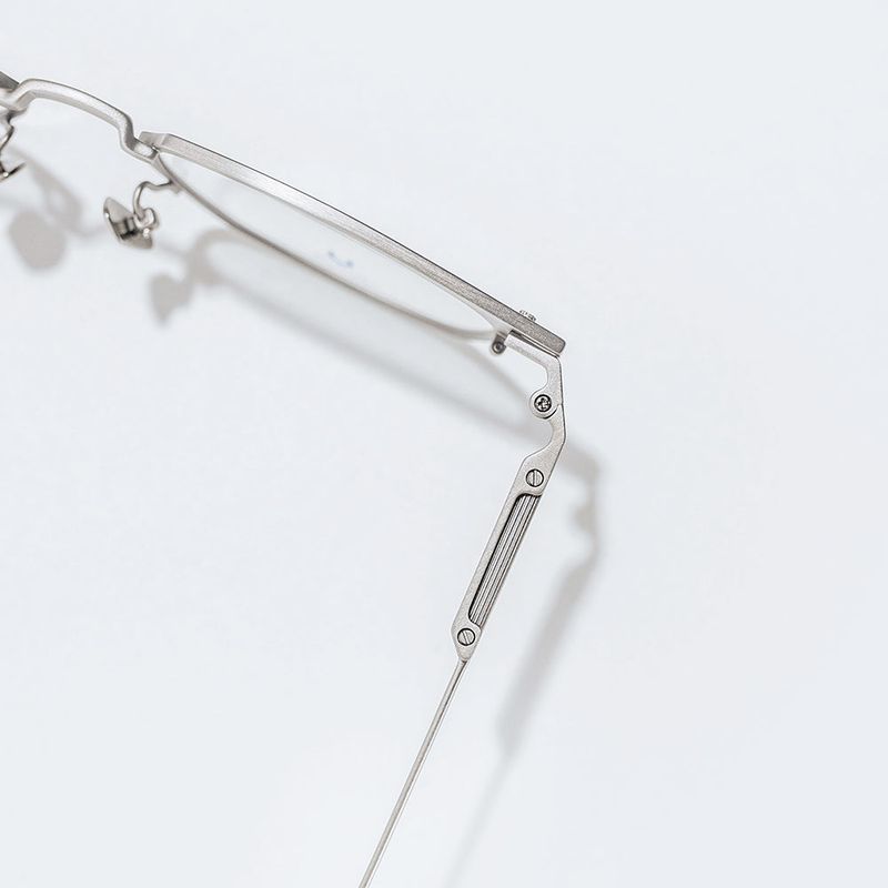 Knouun Square titanium glasses CODE. 104. A Navy N Silver