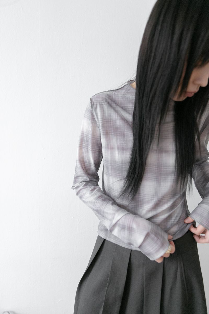check overlock top(2colors)
