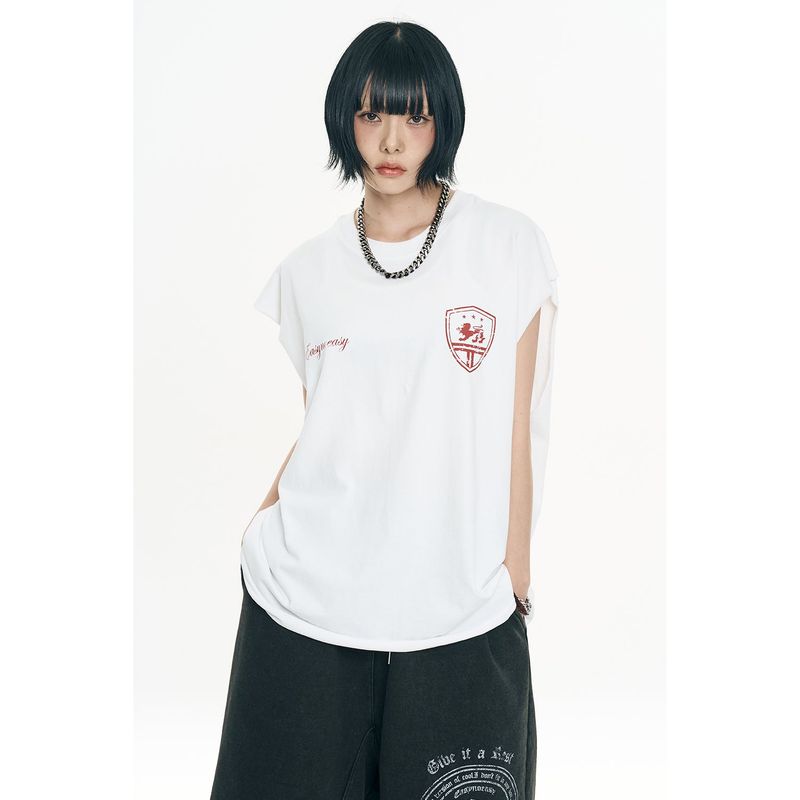 Raw-cut box sleeveless - White