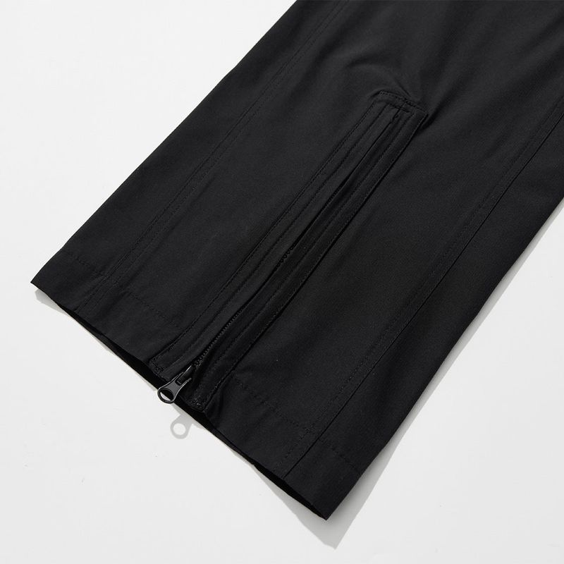 Poly Cotton RIB Buckle Pants - BLACK